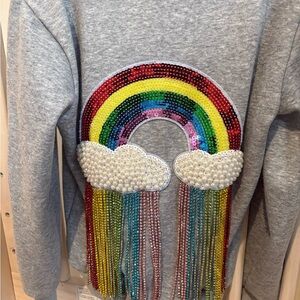 Lola and the Boys Rhinestone and Pearl Rainbow Hoodie